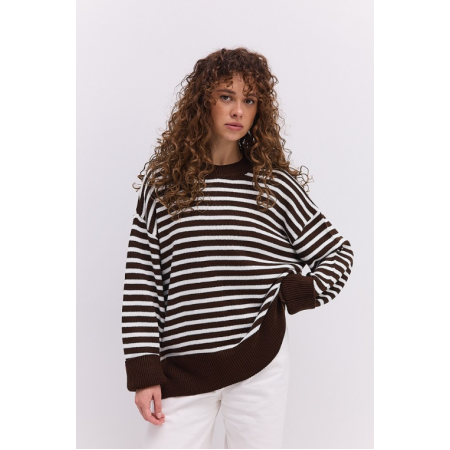 Женский полосатый свитер oversize – под лосины, джинсы и брюки, базовая модель one size